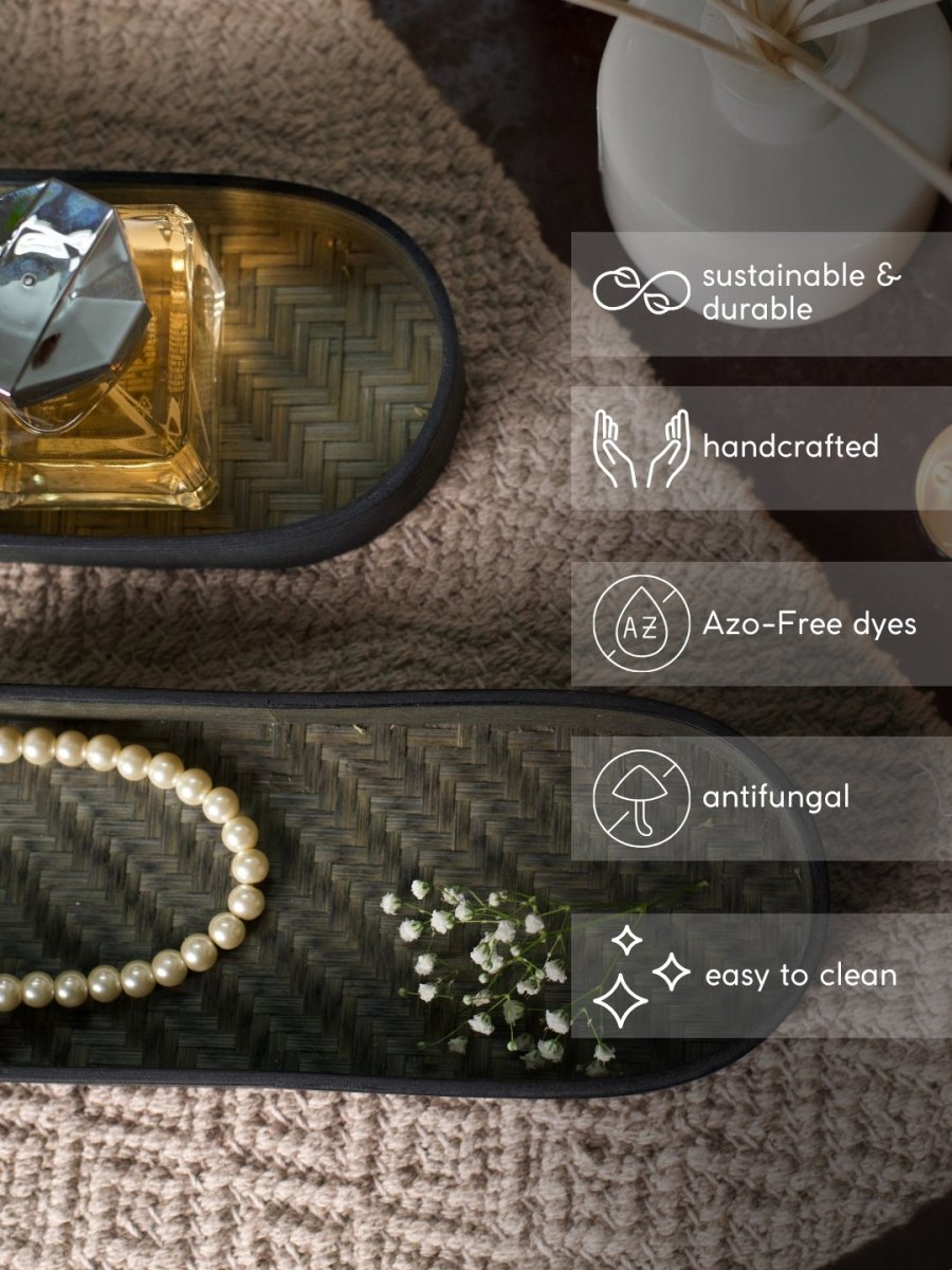 Handmade Bamboo Bedside Tray - Black - Kadam Haat