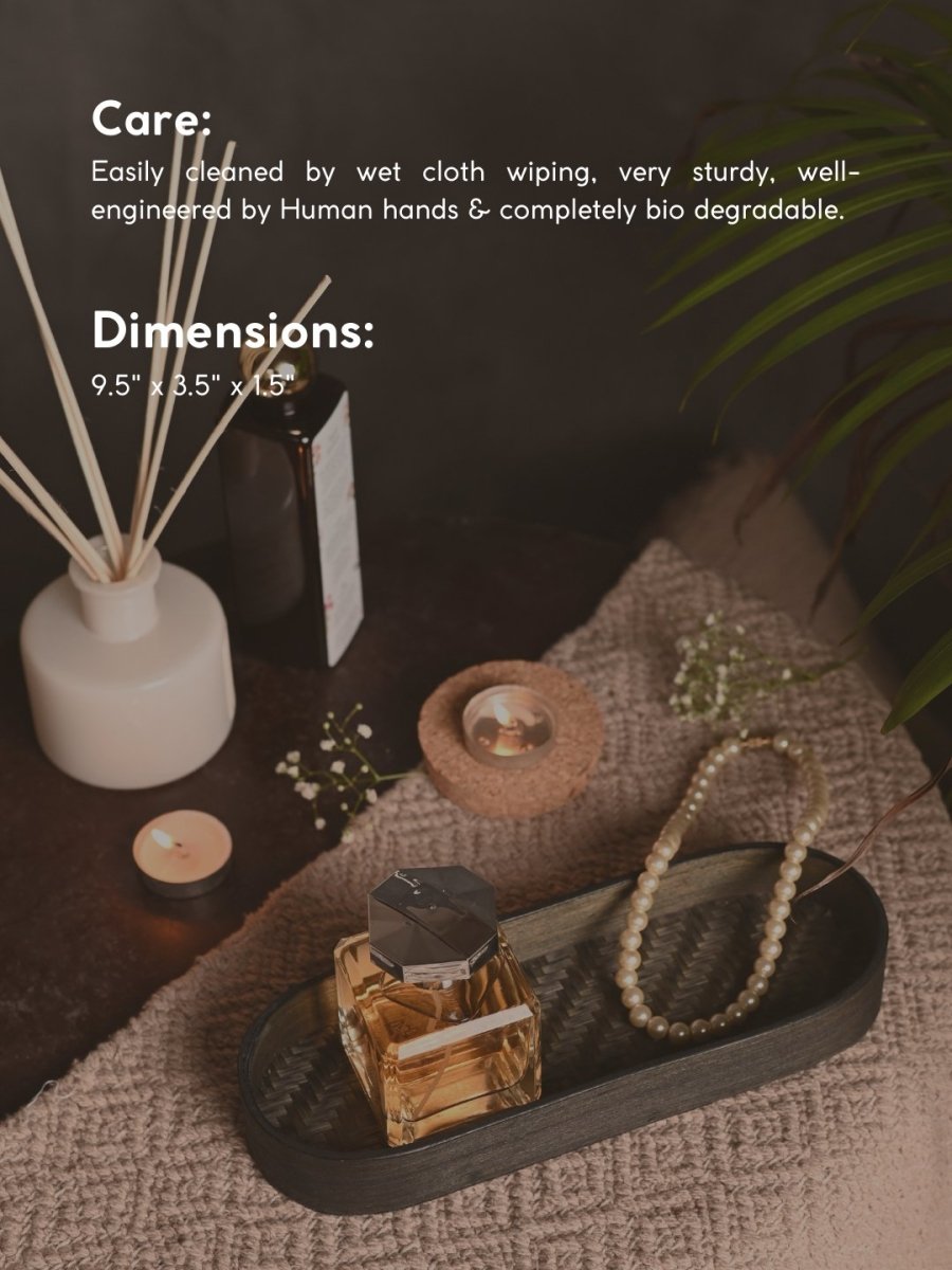 Handmade Bamboo Bedside Tray - Black - Kadam Haat