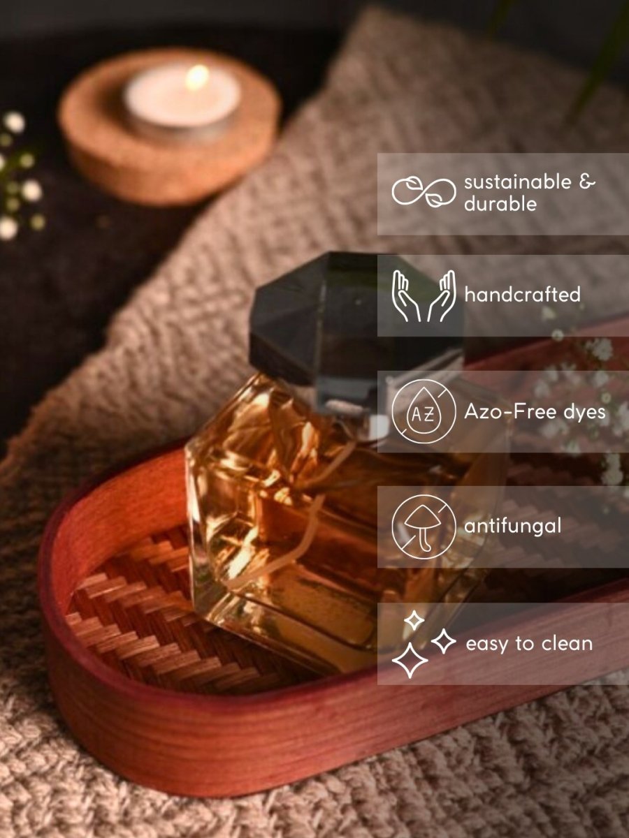 Handmade Bamboo Bedside Tray - Brown - Kadam Haat