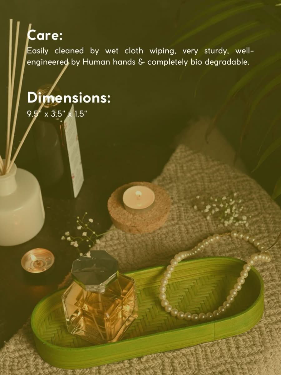 Handmade Bamboo Bedside Tray - Green - Kadam Haat