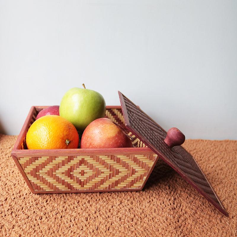 Handmade Bamboo Fruit Basket With Lid - Kadam Haat