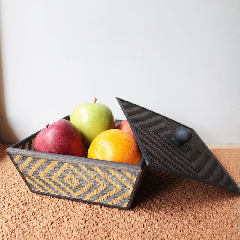 Handmade Bamboo Fruit Basket With Lid - Kadam Haat