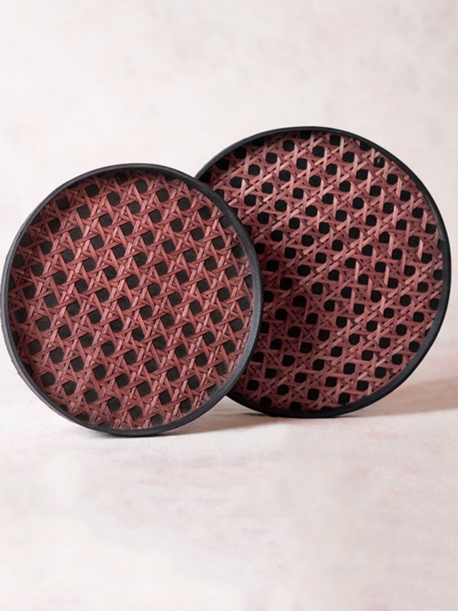 Handmade Bamboo Hive Round Tray - Brown - Kadam Haat