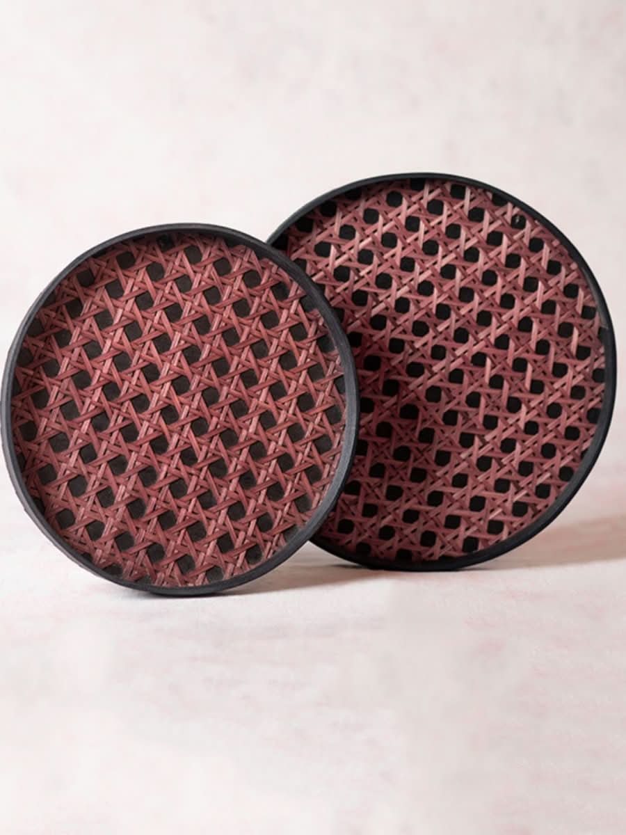 Handmade Bamboo Hive Round Tray - Brown - Kadam Haat