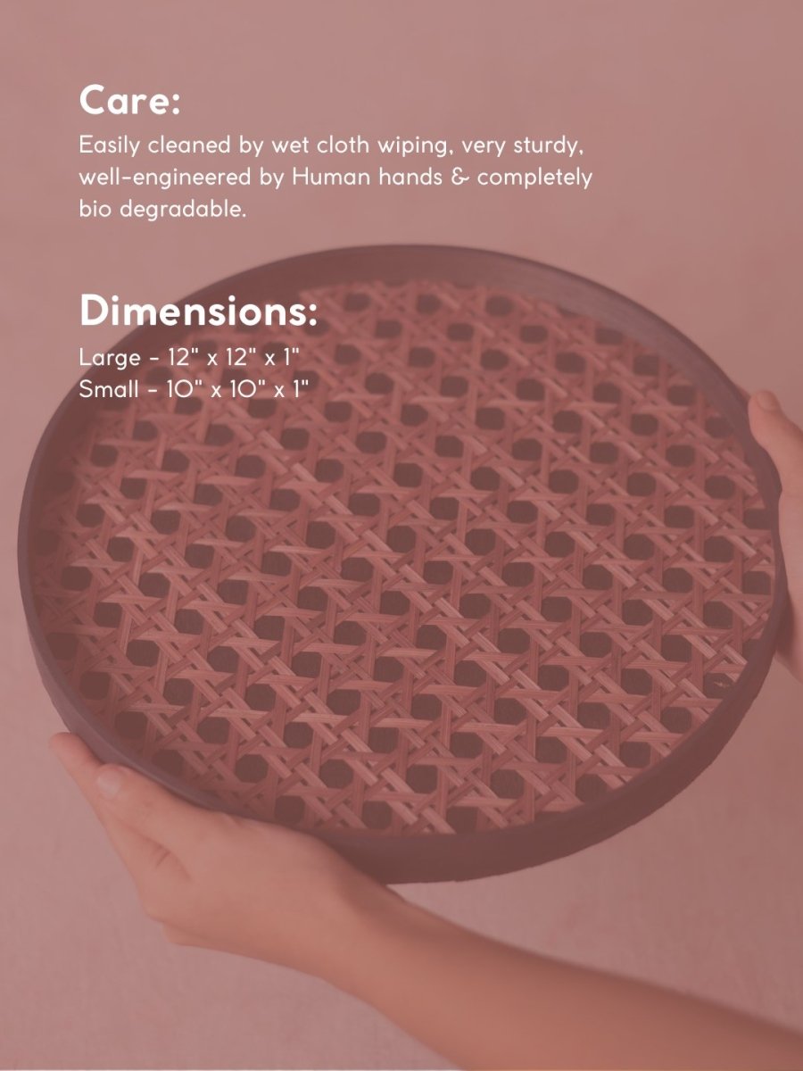 Handmade Bamboo Hive Round Tray - Brown - Kadam Haat