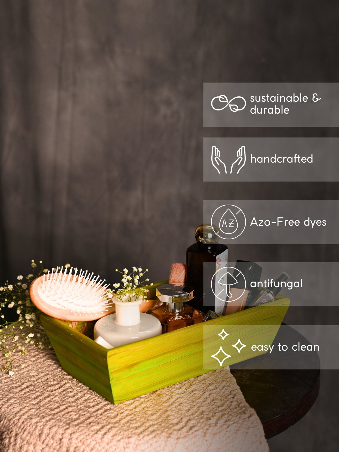 Handmade Bamboo Rectangular Basket - Green - Kadam Haat