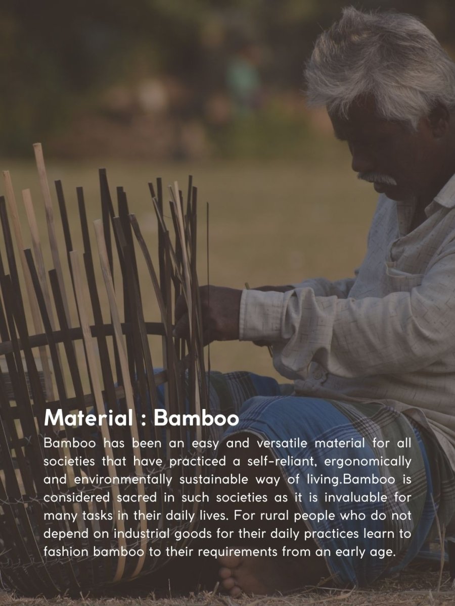 Handmade Bamboo Rectangular Bedside Tray - Black - Kadam Haat