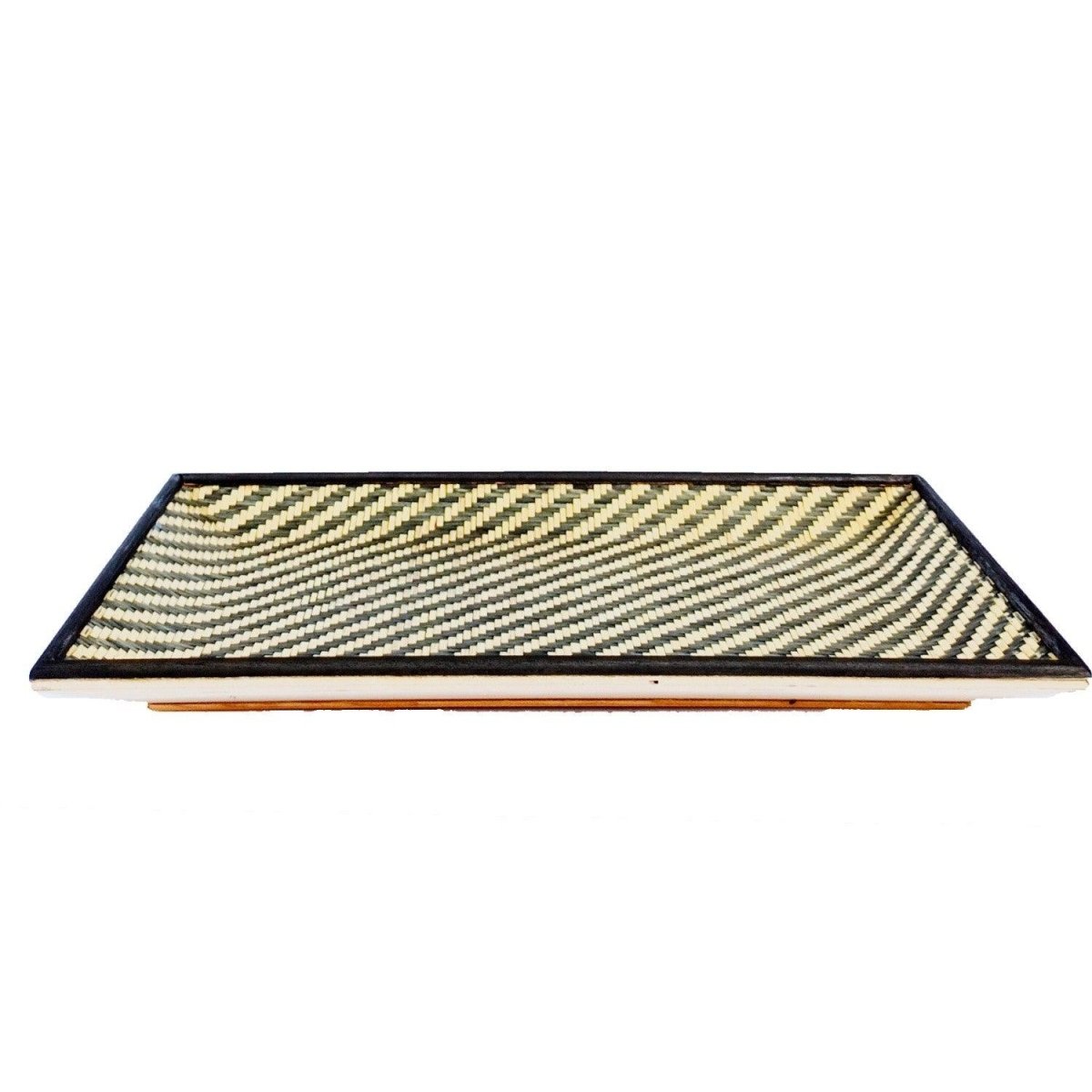 Handmade Bamboo Serving Tray - Black & Natural - Kadam Haat