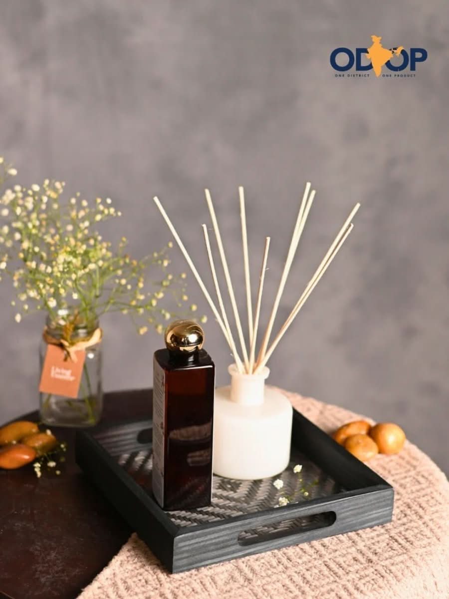 Handmade Bamboo Square Tray - Black - Kadam Haat