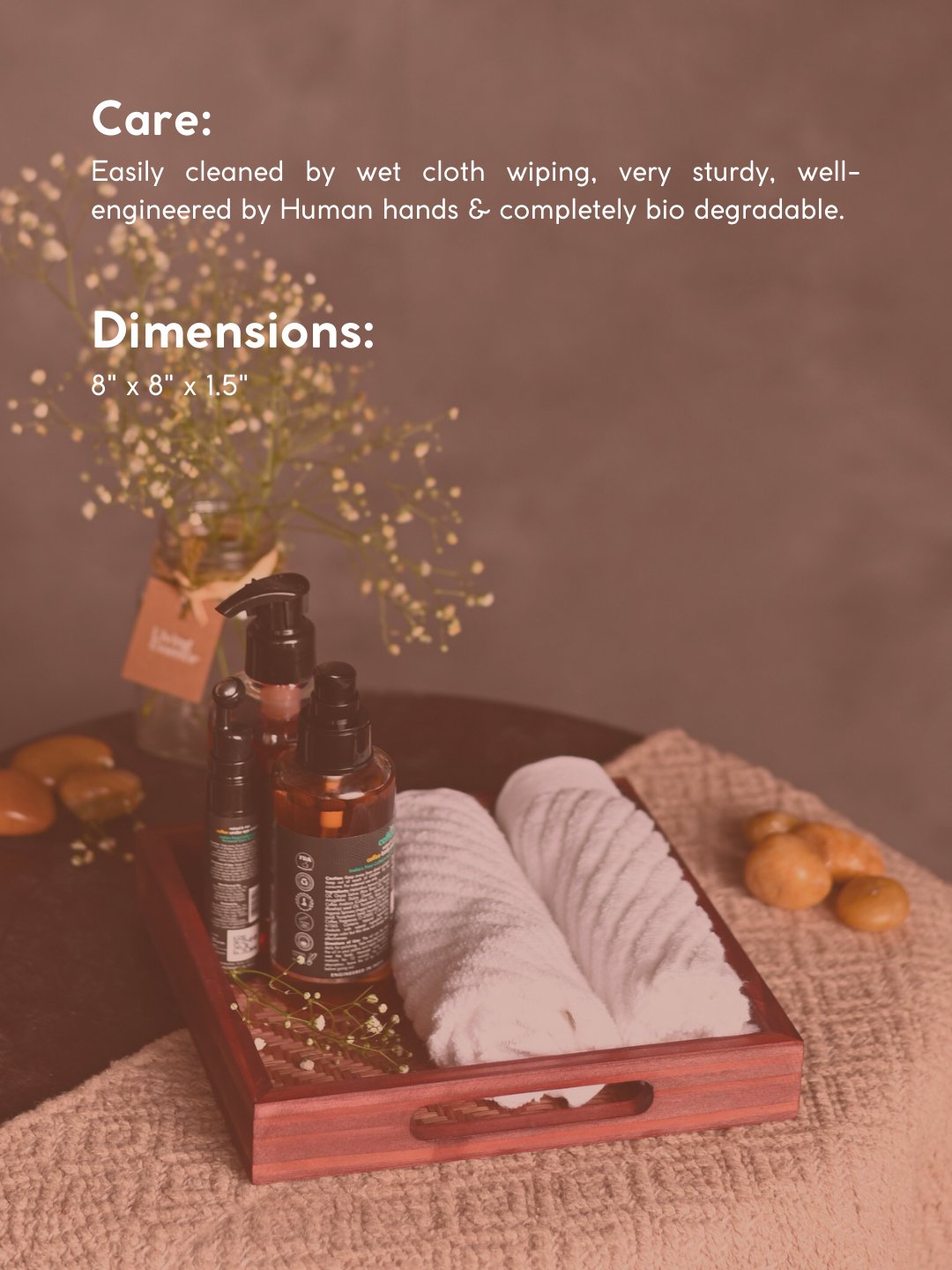 Handmade Bamboo Square Tray - Brown - Kadam Haat