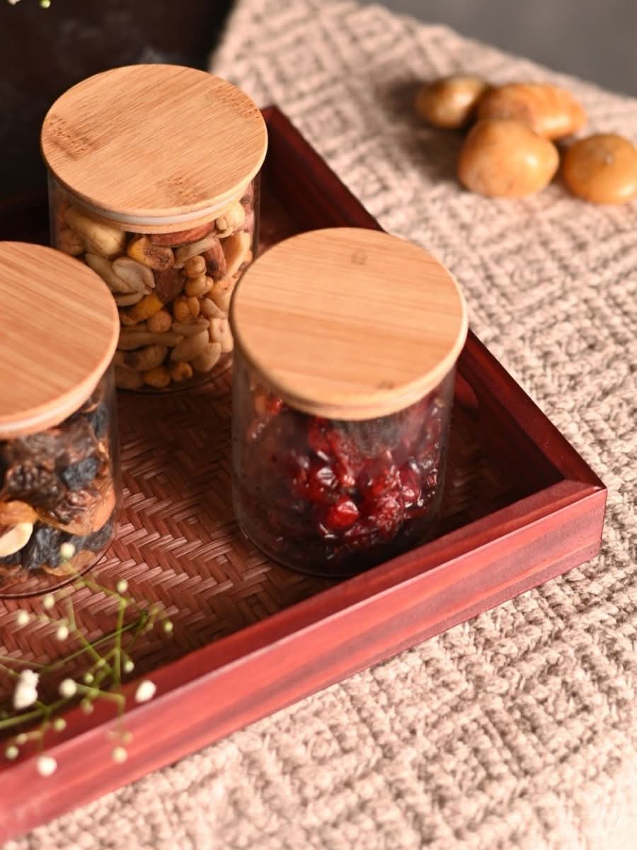 Handmade Bamboo Square Tray - Brown - Kadam Haat