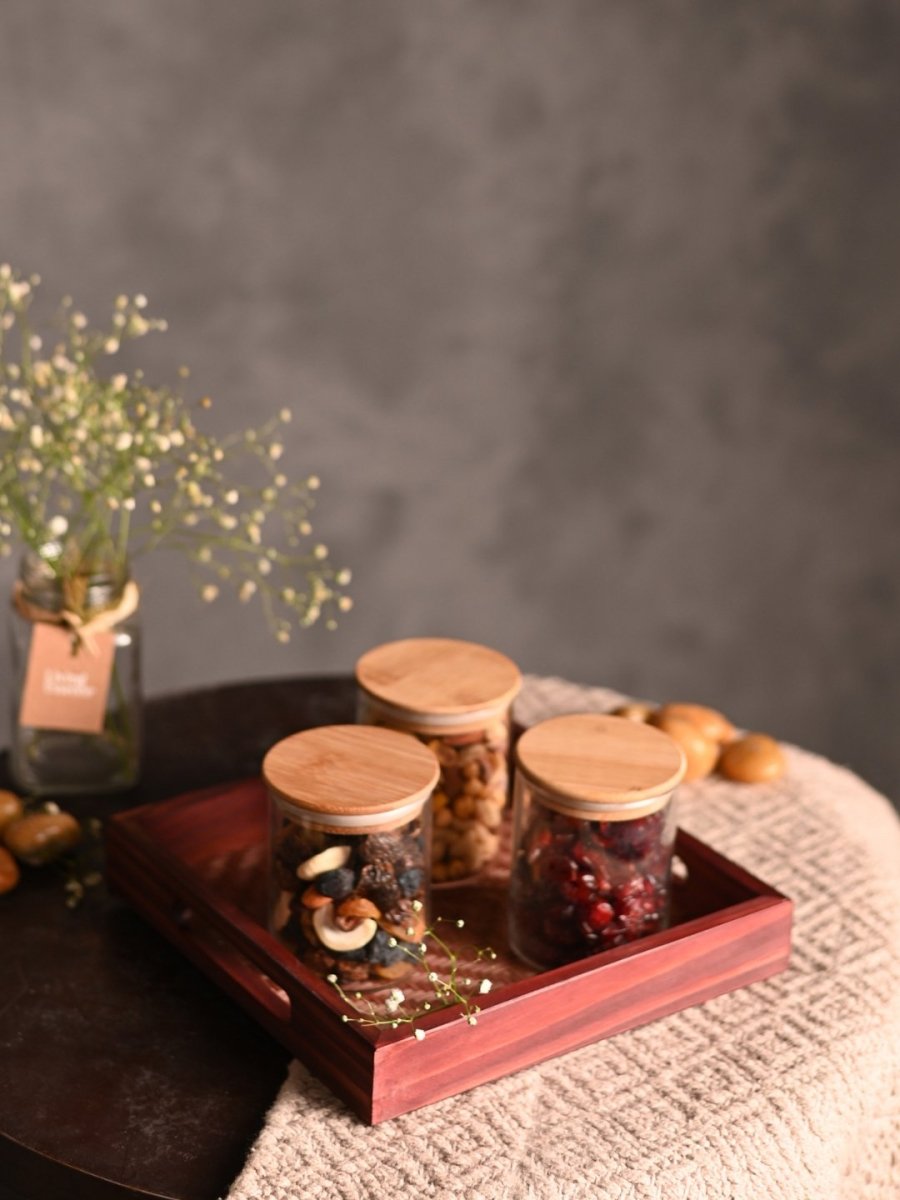 Handmade Bamboo Square Tray - Brown - Kadam Haat