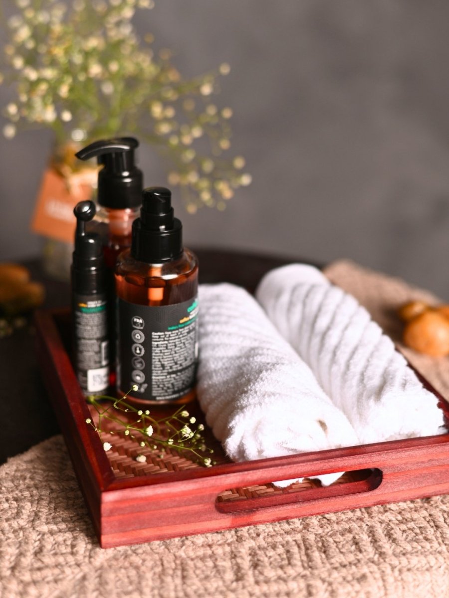 Handmade Bamboo Square Tray - Brown - Kadam Haat