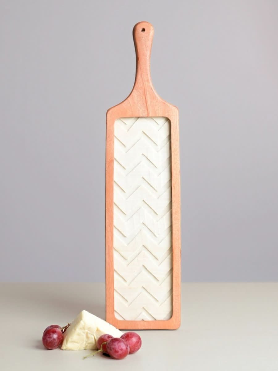 Handmade Chevron Shola Platter - Large - Kadam Haat