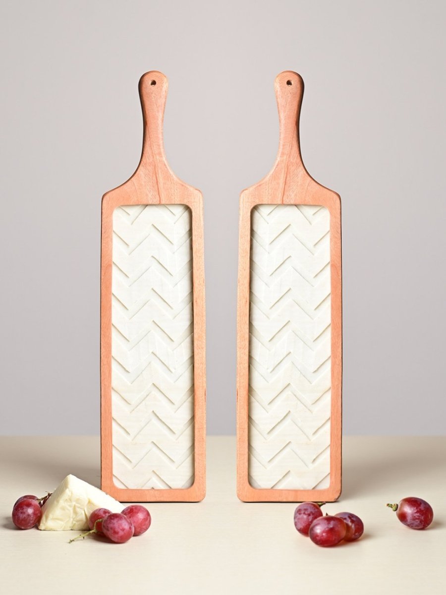 Handmade Chevron Shola Platter - Large - Kadam Haat