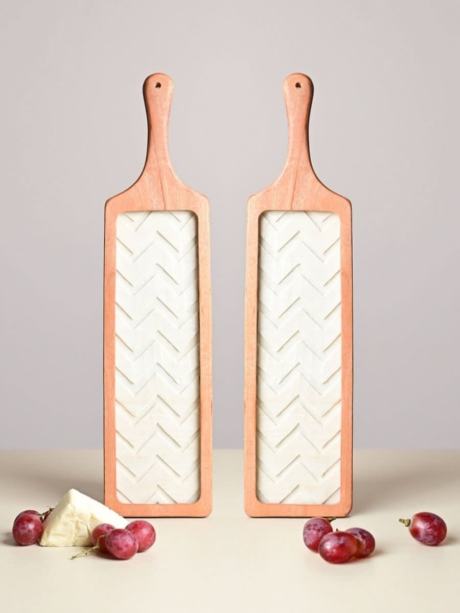 Handmade Chevron Shola Platter - Large - Kadam Haat