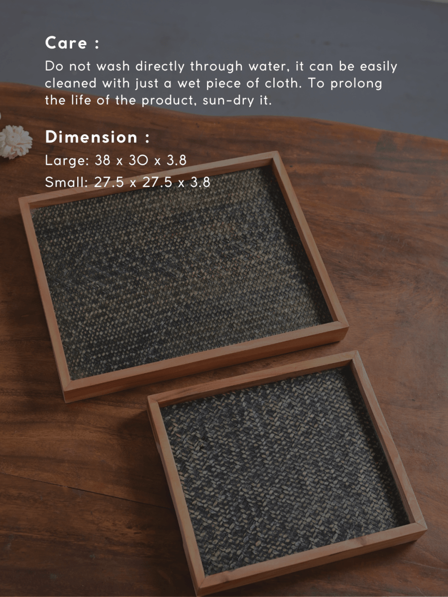 Handmade Large Forest Green Sitalpati Tray - Kadam Haat