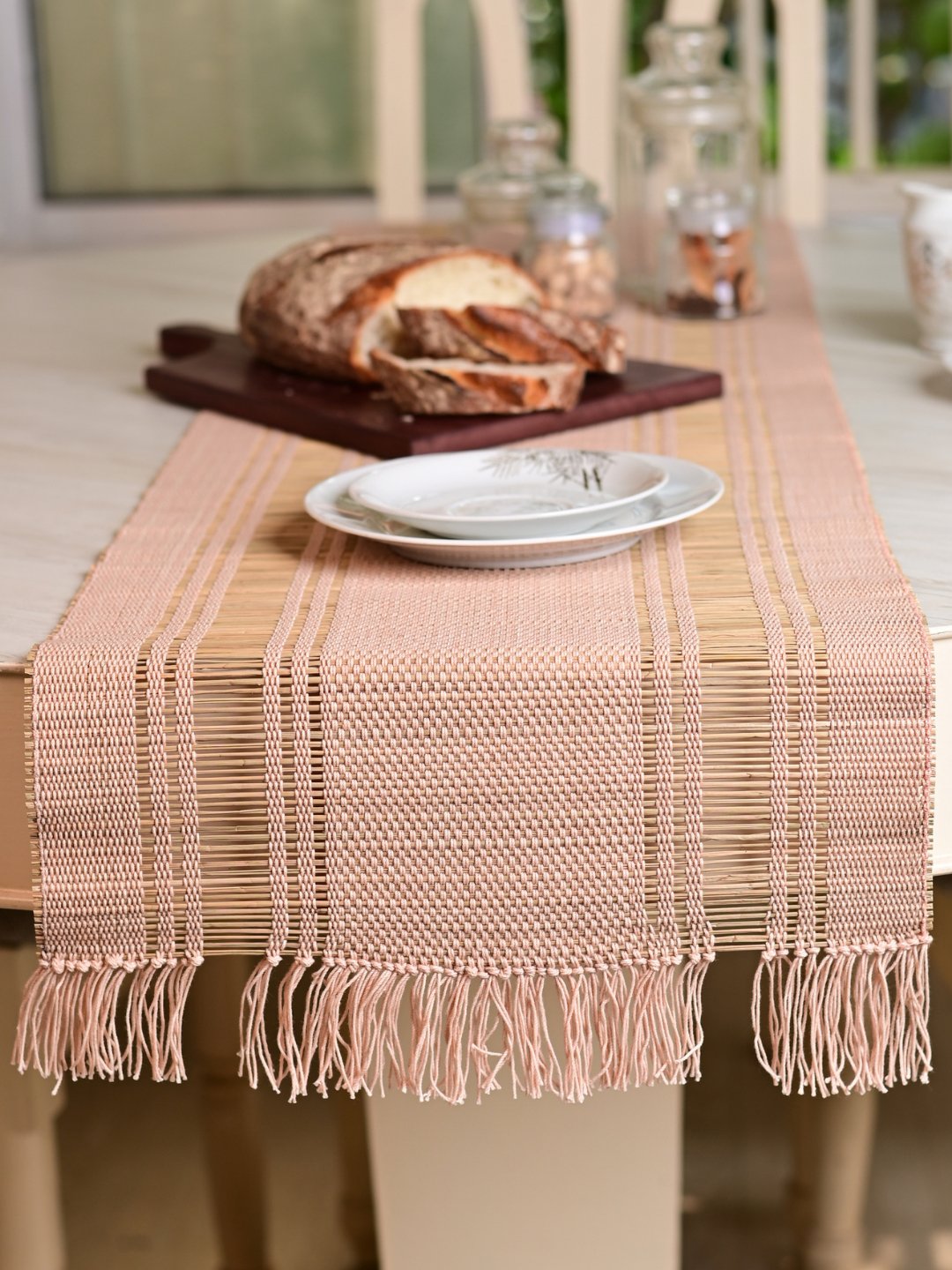 Handmade Madhurkatti Table Runner - Blush Pink - Kadam Haat