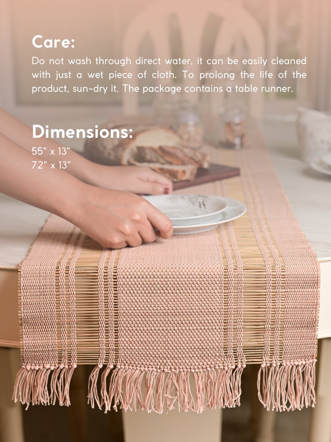 Handmade Madhurkatti Table Runner - Blush Pink - Kadam Haat