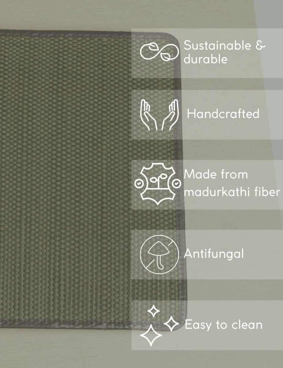 Handmade Madurkathi iPad Sleeve 11” - Olive Green - Kadam Haat