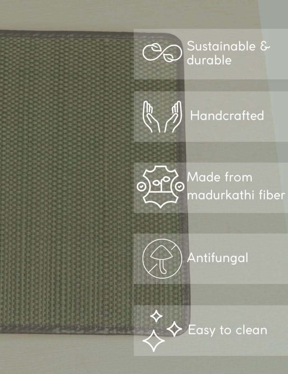 Handmade Madurkathi iPad Sleeve 11” - Olive Green - Kadam Haat