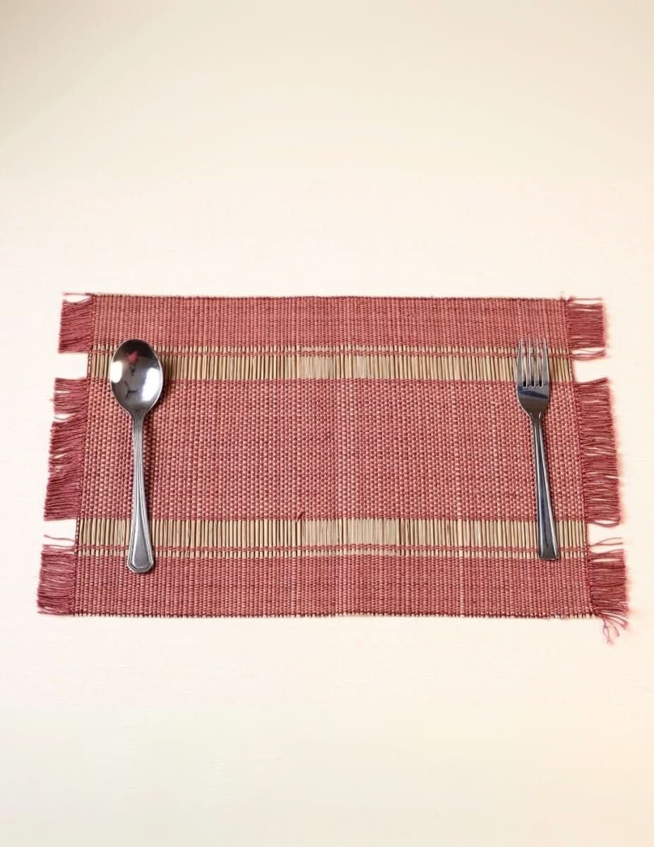 Handmade Madurkathi Table Mat - Apple Red - Kadam Haat