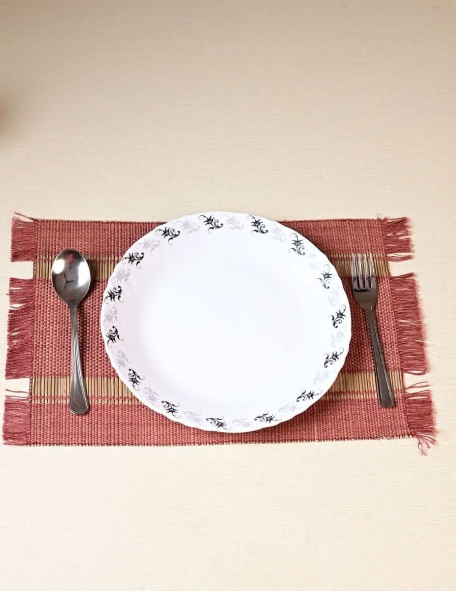 Handmade Madurkathi Table Mat - Apple Red - Kadam Haat