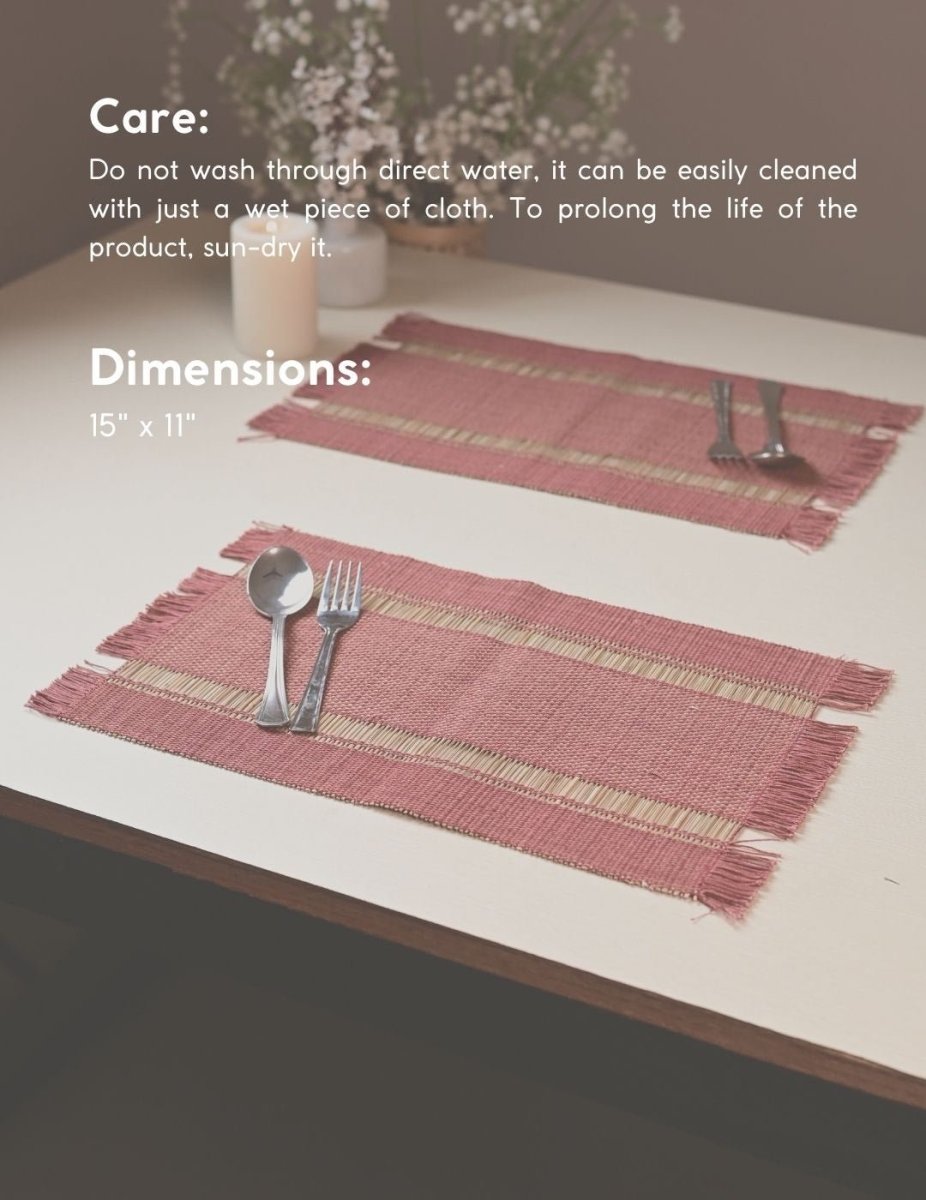 Handmade Madurkathi Table Mat - Apple Red - Kadam Haat