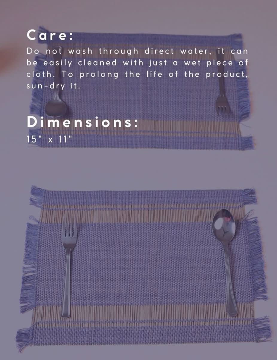 Handmade Madurkathi Table Mat - Blueberry - Kadam Haat