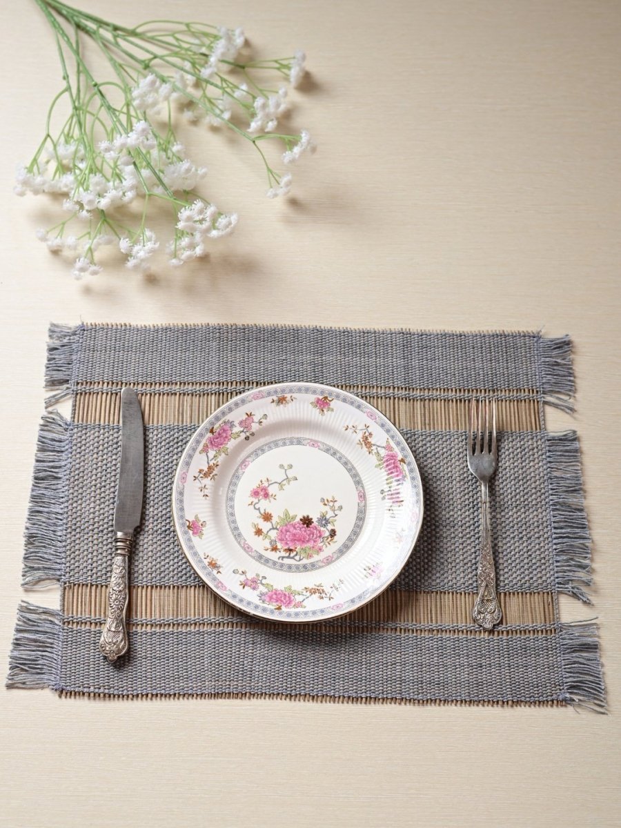 Handmade Madurkathi Table Mat - Grey - Kadam Haat