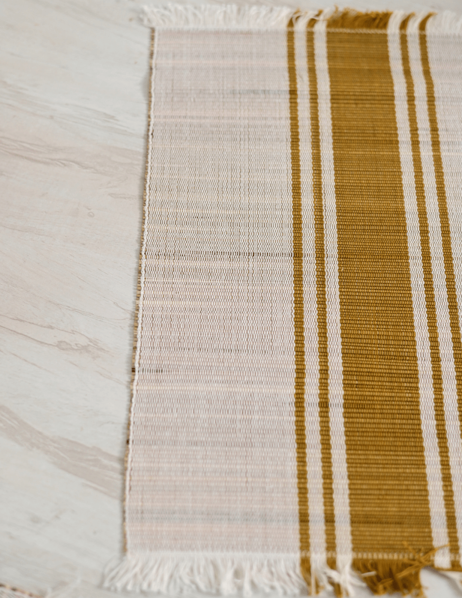 Handmade Madurkathi Table Mat - Mustard - Kadam Haat