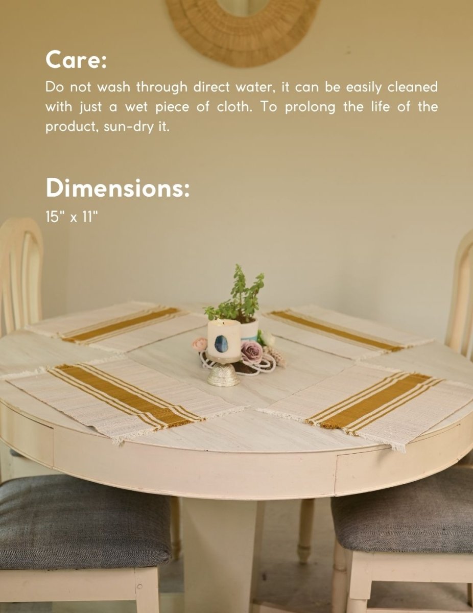 Handmade Madurkathi Table Mat - Mustard - Kadam Haat