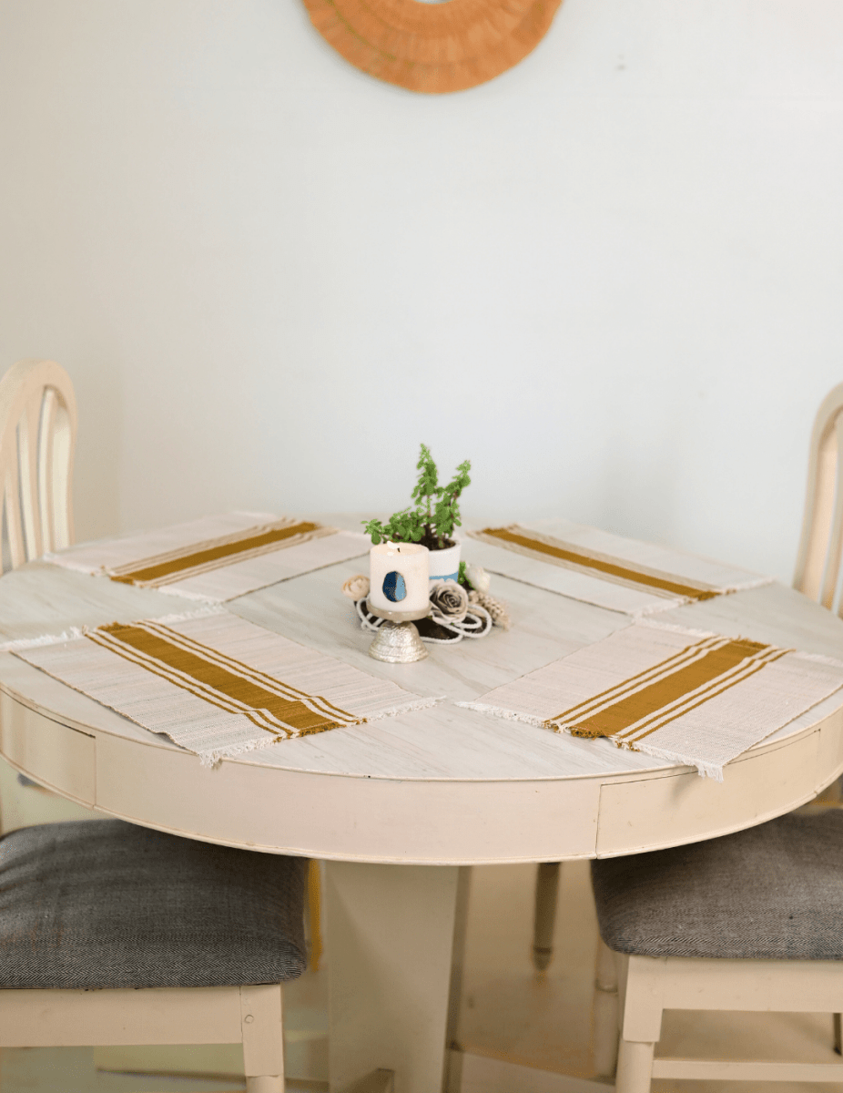 Handmade Madurkathi Table Mat - Mustard - Kadam Haat