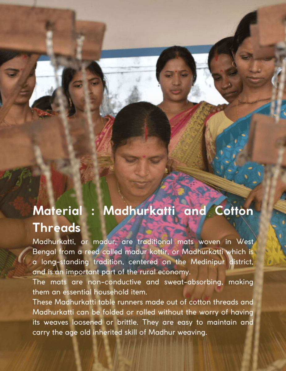 Handmade Madurkathi Table Mat - Mustard - Kadam Haat