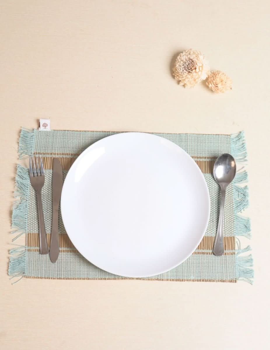 Handmade Madurkathi Table Mat - Sage Green - Kadam Haat