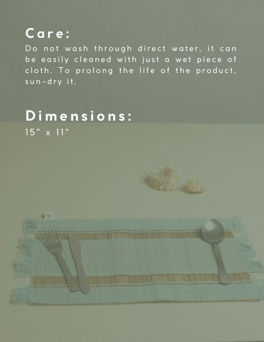 Handmade Madurkathi Table Mat - Sage Green - Kadam Haat