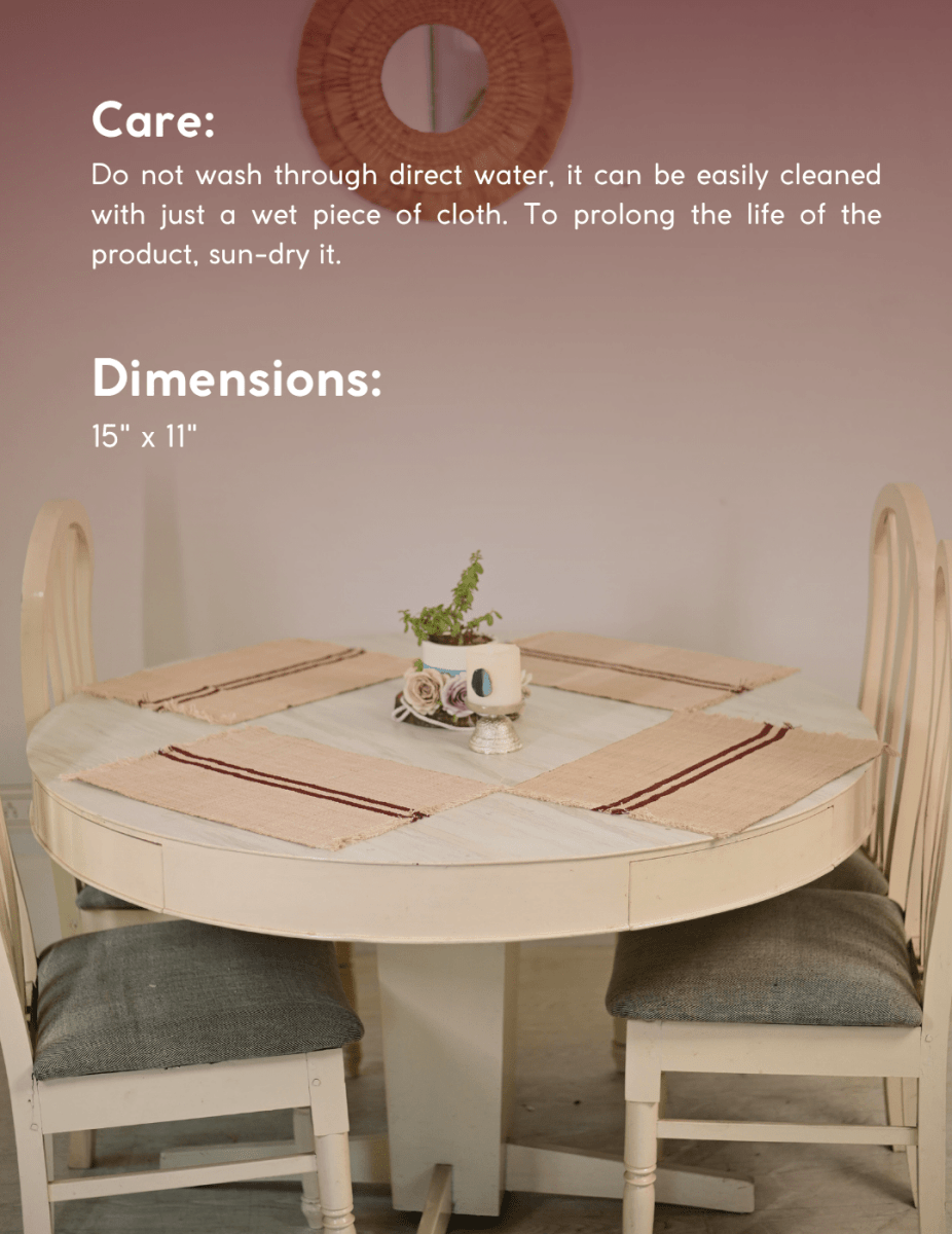 Handmade Madurkathi Table Mat - Vintage Loom stripe - Kadam Haat