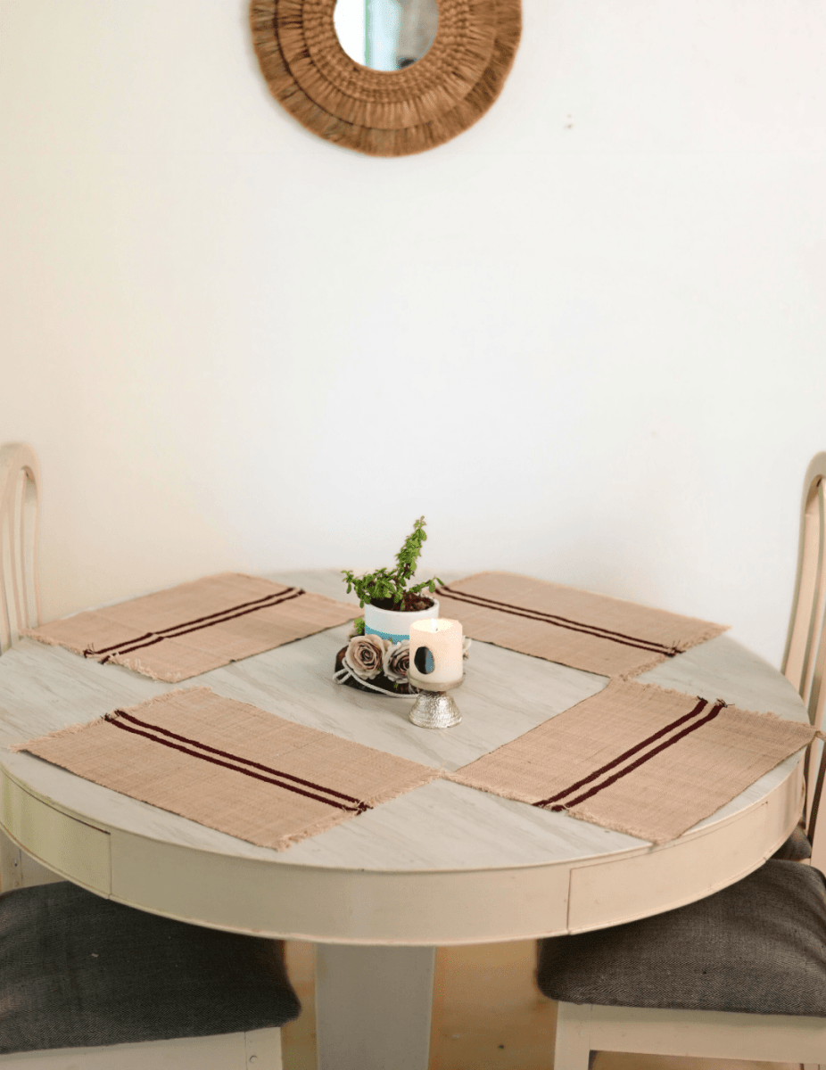Handmade Madurkathi Table Mat - Vintage Loom stripe - Kadam Haat