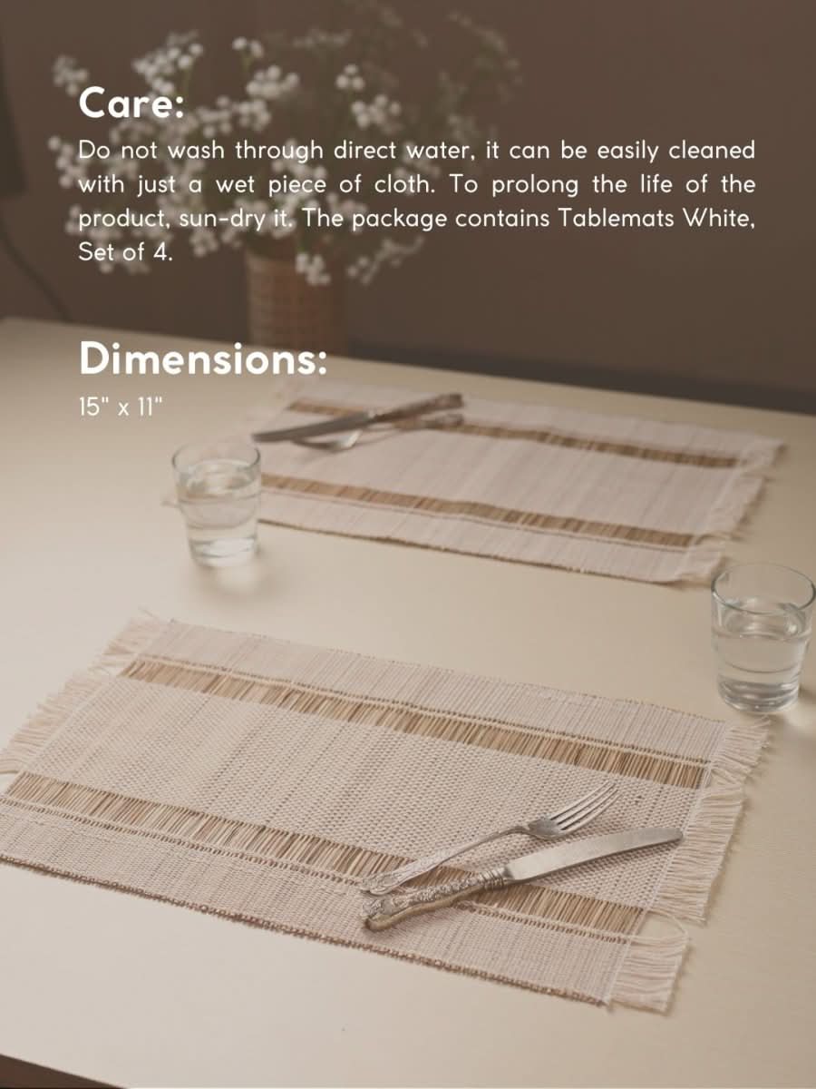 Handmade Madurkathi Table Mat - White - Kadam Haat