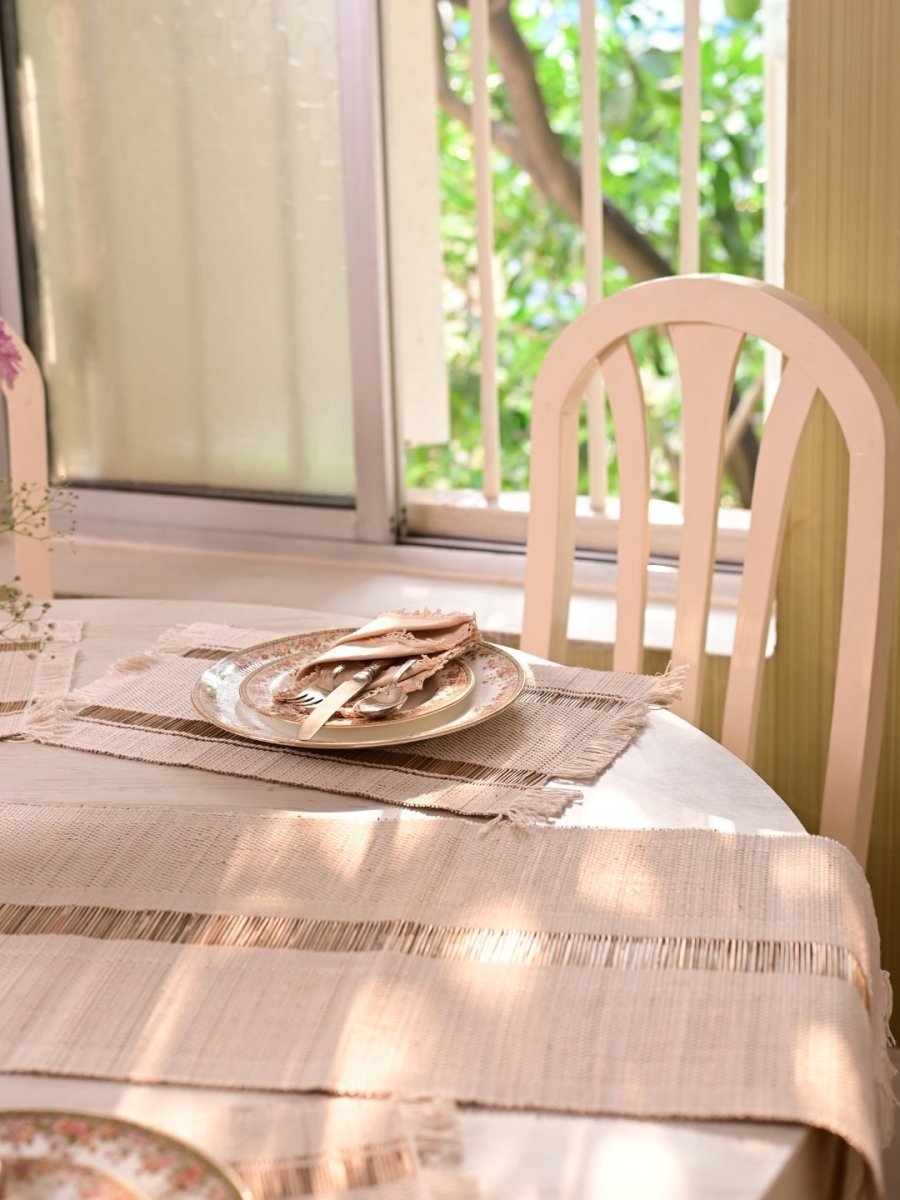 Handmade Madurkathi Table Runner and Mat Combo - Kadam Haat