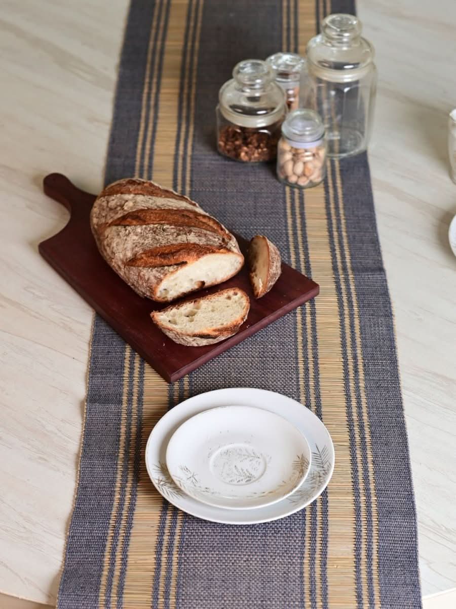 Handmade Madurkathi Table Runner - Blue Berry - Kadam Haat