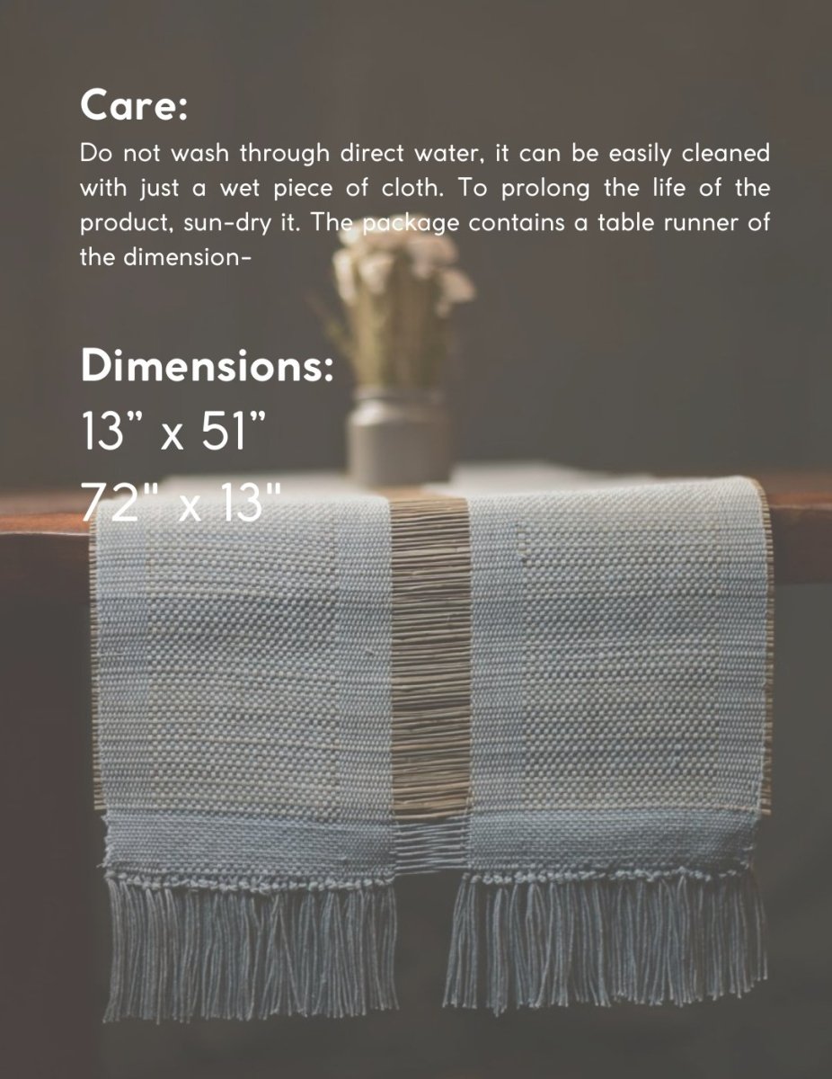 Handmade Madurkathi Table Runner - Grey - Kadam Haat