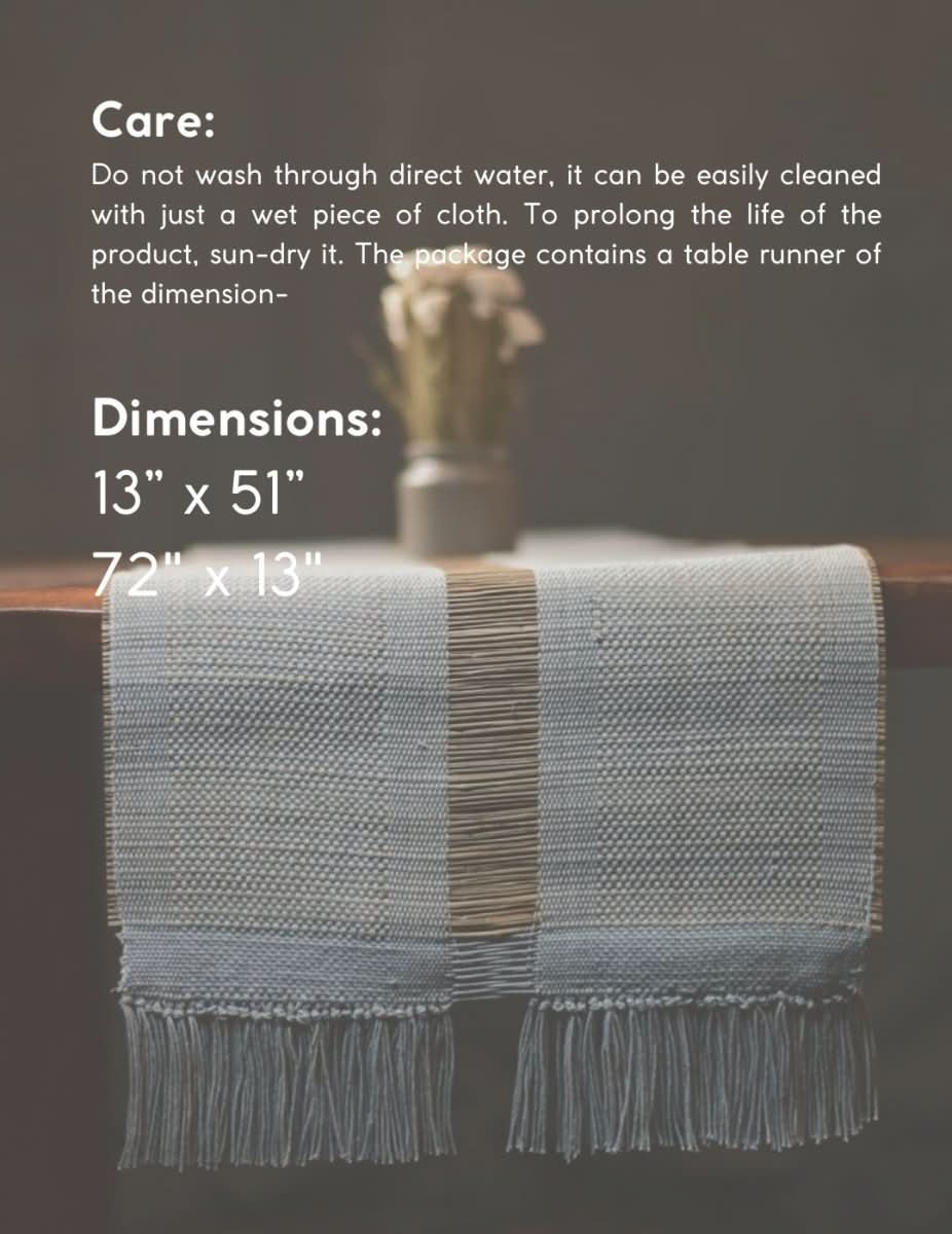 Handmade Madurkathi Table Runner - Grey - Kadam Haat