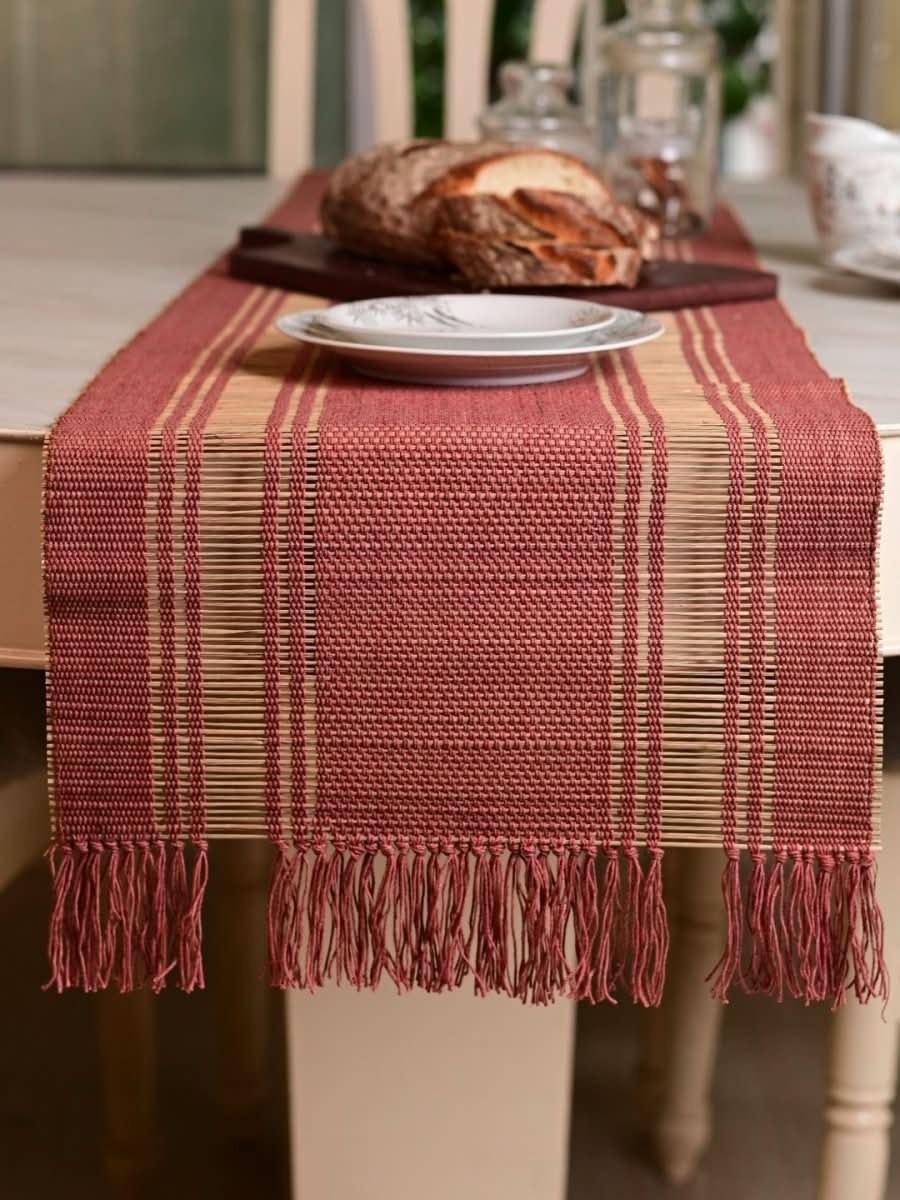 Handmade Madurkathi Table Runner - Large 72'' - Kadam Haat