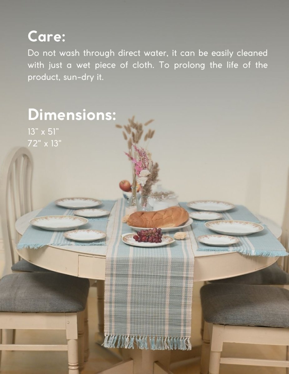 Handmade Madurkathi Table Runner - Morning Sage - Kadam Haat