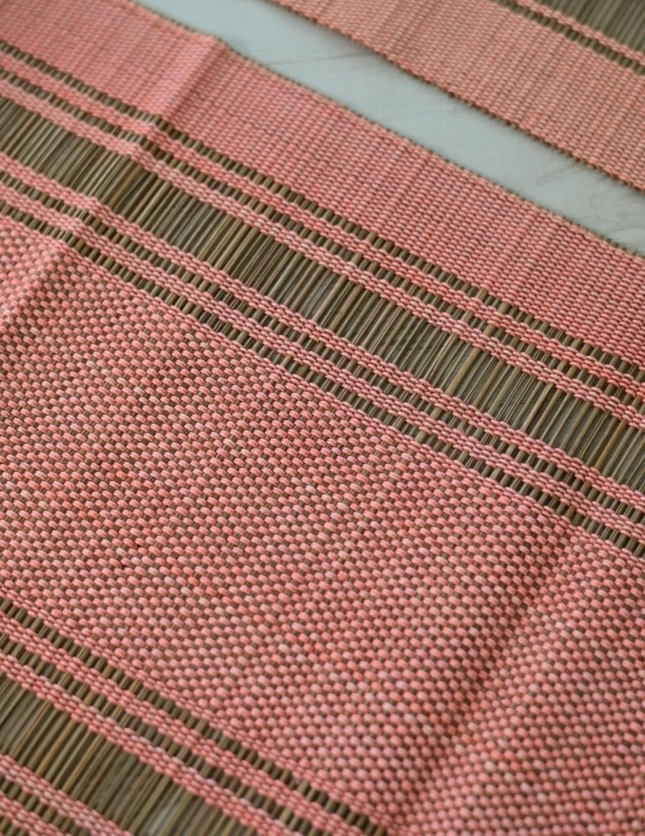 Handmade Madurkathi Table Runner - Peach - Kadam Haat