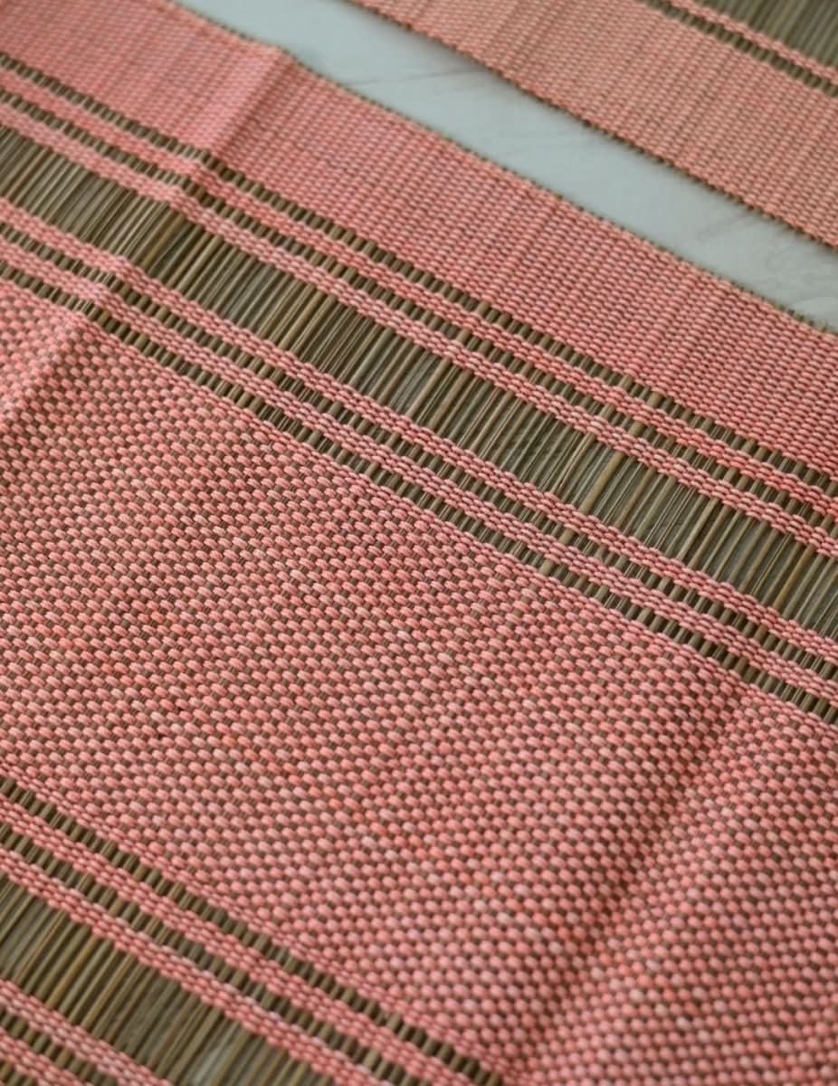 Handmade Madurkathi Table Runner - Peach - Kadam Haat