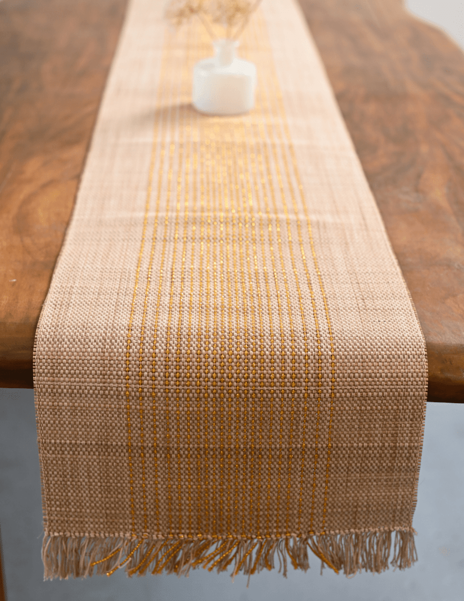 Handmade Madurkathi Table Runner with Zari - Kadam Haat