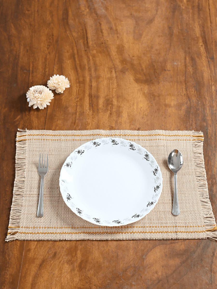 Handmade Madurkathi Tablemat - Zari - Kadam Haat