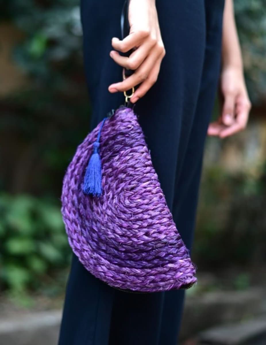 Handmade Moon Clutch - Lavender - Kadam Haat